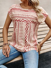 EMERY ROSE Women's Round Neck Batwing Sleeve Printed Summer Blouse